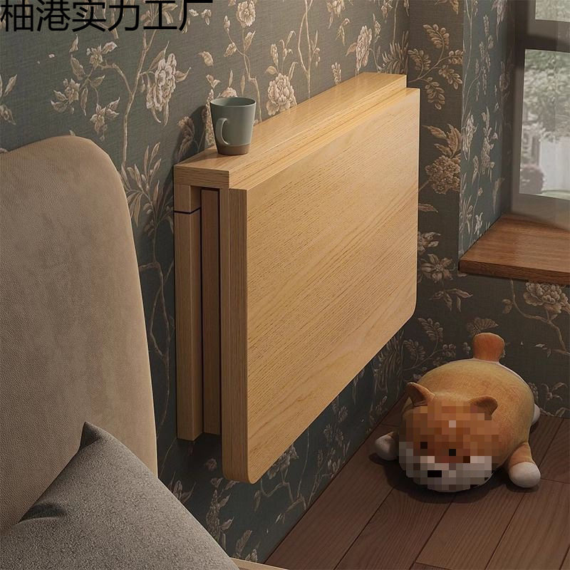 实木墙上折叠桌壁挂电脑桌书桌小户型墙壁挂式餐桌卧室靠墙床挂壁