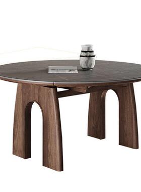 法dpp式型复古餐桌木岩板餐桌小户岛台椭圆形餐桌椅XNH可折叠家实