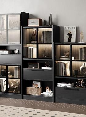 客厅书储柜带玻璃门柜物一体RGD家用合柜组楼梯间收纳柜简约落地