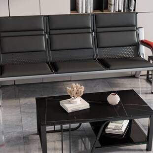 现代铁艺办公长条椅候诊室排椅三人位长椅办公室接待小型茶几沙发