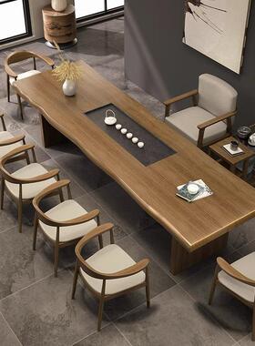 式实中木茶家用原体木阳台茶桌办公室茶AVP室桌接待会客茶盘一泡