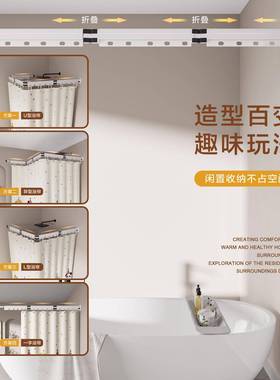 新型折叠浴杆免打孔防CUI水霉浴帘浴室淋浴防异形帘伸缩晾晒挂帘