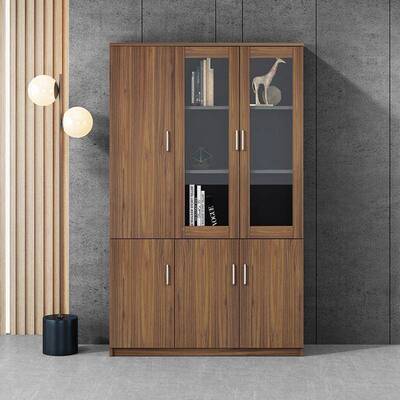 玻璃门档案资木料LKJ储物文公件柜办办公室质书柜一体靠墙