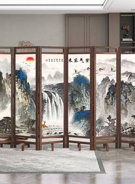 实木屏风隔断客厅酒2025新款新中式家用折动屏可移折叠ZQL店装挡