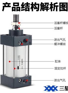 SC标准气缸亚德客型小型气动大推力S7C132-25//1500/25/150KYQ/17