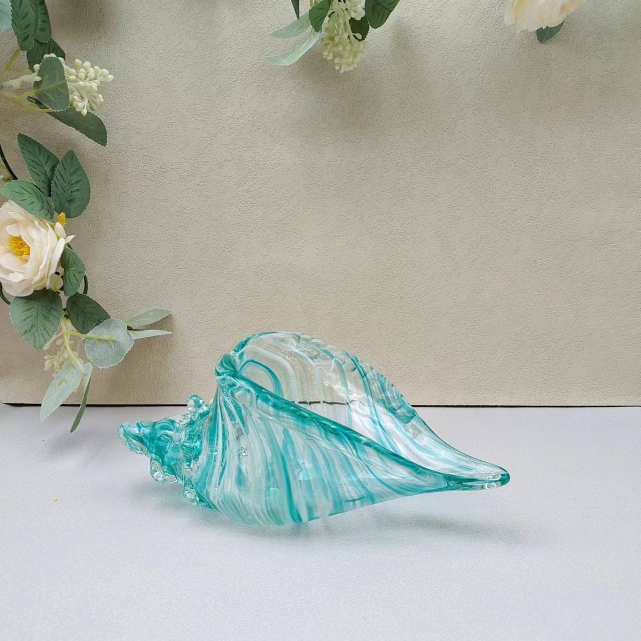 创意玻璃海螺摆件现代简约家居软装工艺品玄关茶几电视柜摆设