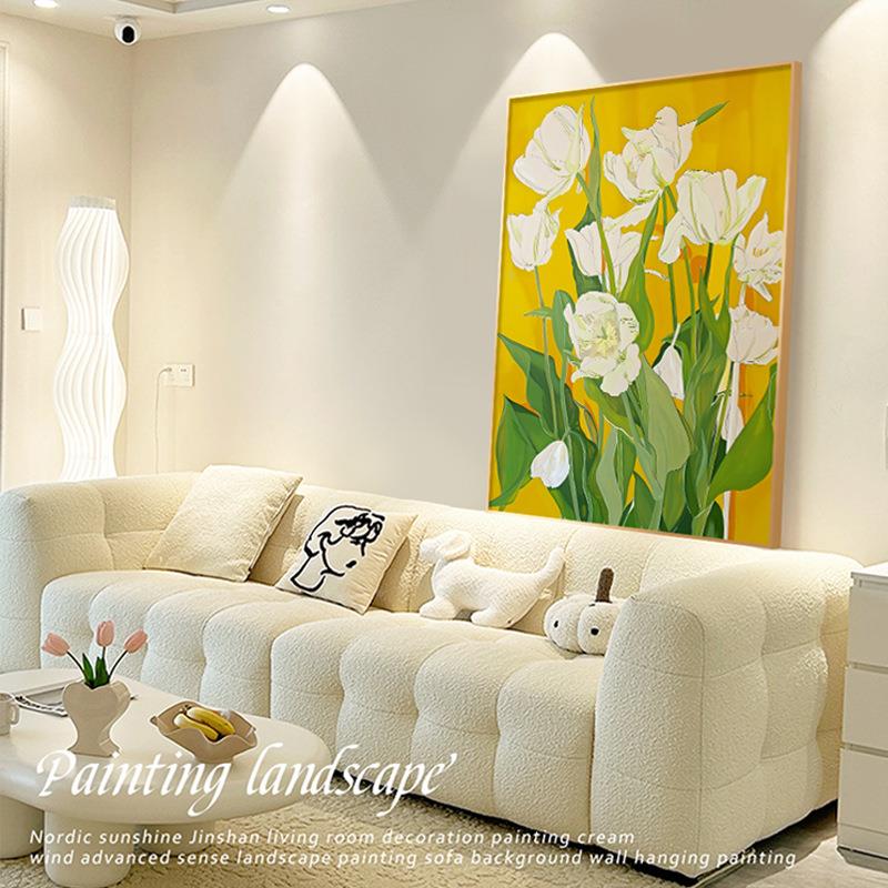 金QB202504奶油风艺术客厅沙发背景装饰画餐厅植物花卉香挂画柜斗