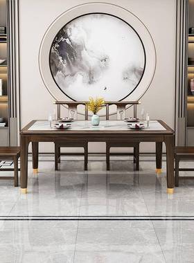 合乌金木全BAJ实木方形桌餐长方形家用饭餐桌椅组新吃中式小户型