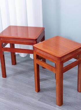 全实木加固面凳家用凳可重叠板凳古桌OUC筝凳饭凳胡桃色凳馆方凳