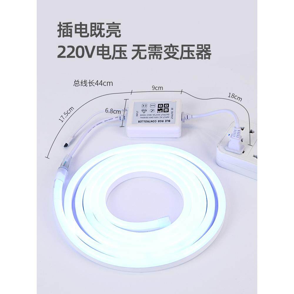 ld霓虹柔性g软灯带彩220ve变220v色炫彩氛七围灯条户外rb彩灯装饰