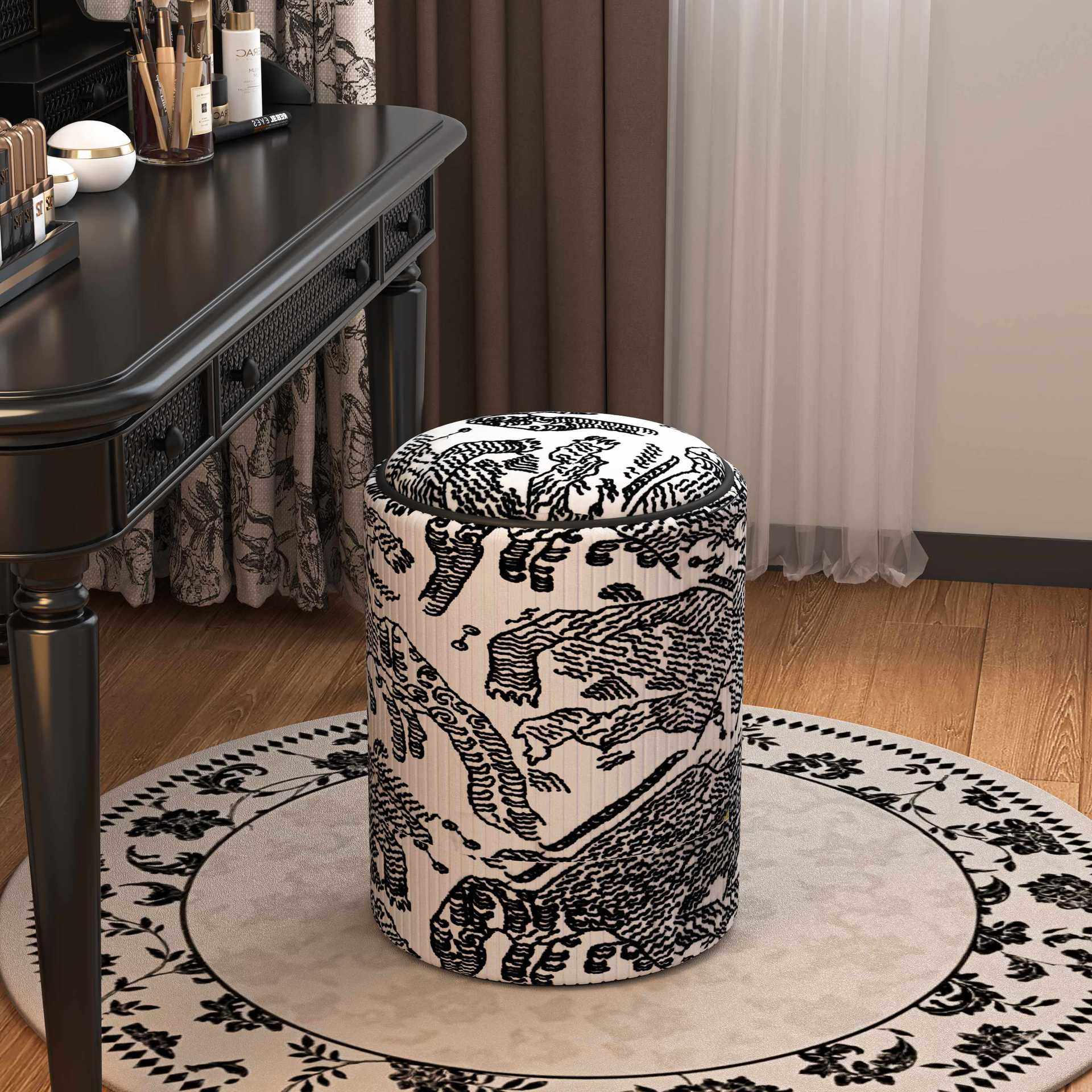 化妆凳梳妆台椅子可储物圆凳女生卧室感衣帽间小凳子单独妆凳