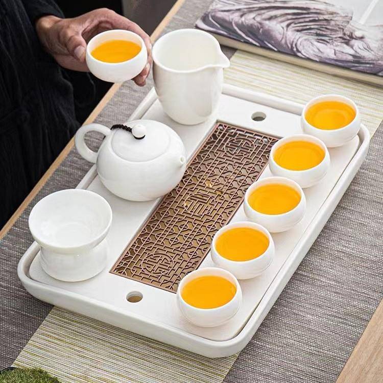 储水茶盘陶瓷家用简约小干泡公台办室mz-1286便捷泡移动茶台托盘