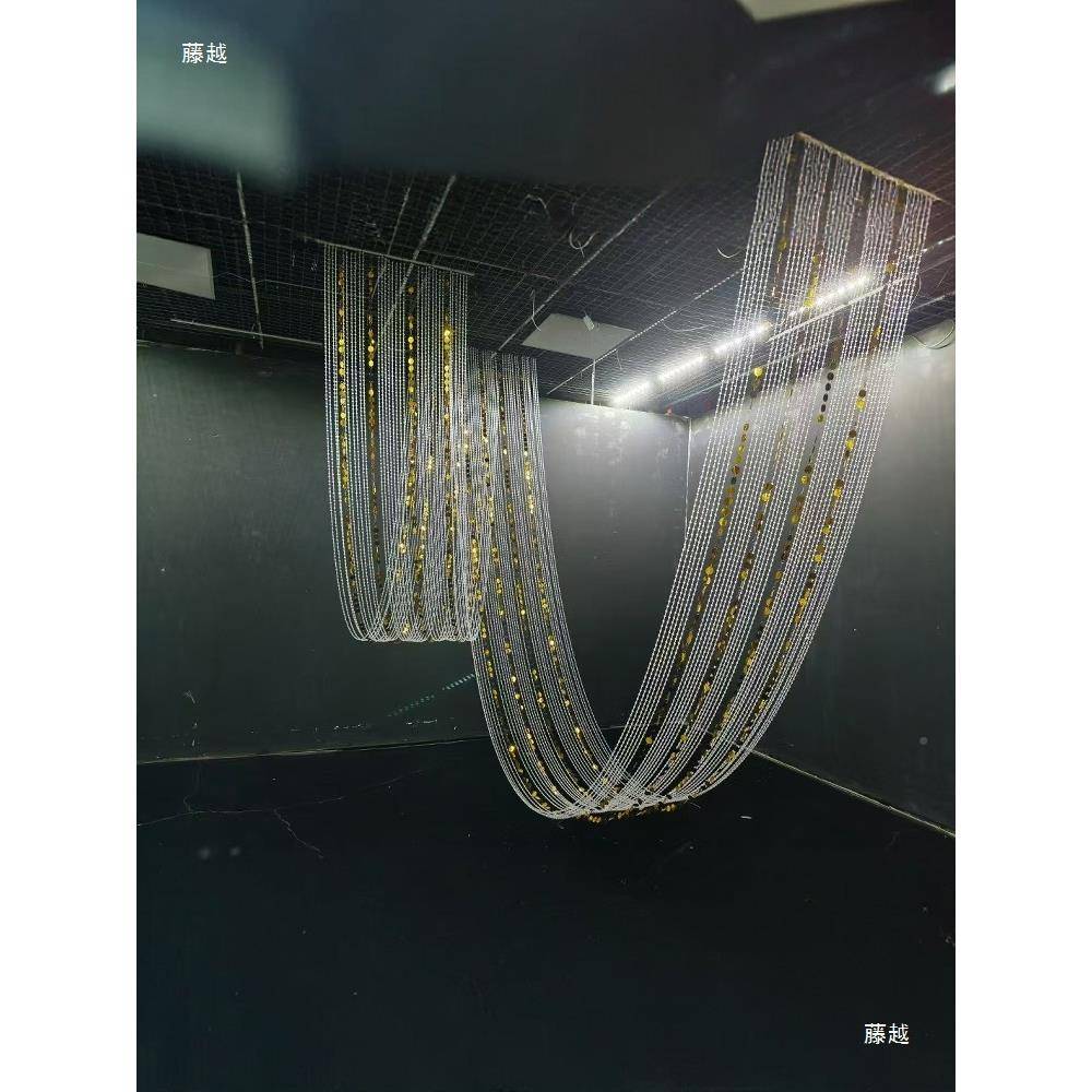 新款婚庆道顶具珠帘亮波浪挂件水波帘婚礼背tlznhu+l景行云流堂水