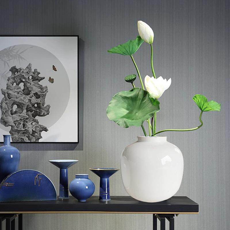 店白色陶瓷花瓶复鲜花插花UPY陶瓷奶油色大口古陶径罐花瓶