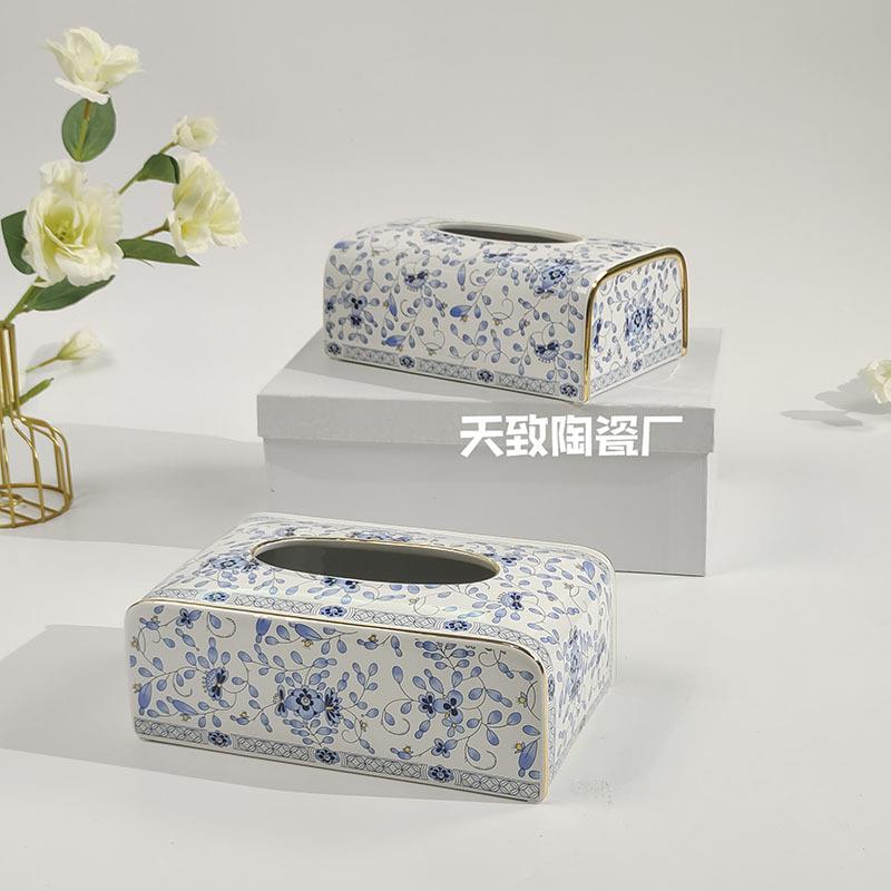 欧式奢华巾创意马图纸陶瓷纸盒172防霉高档描金标H餐厅抽盒摆件