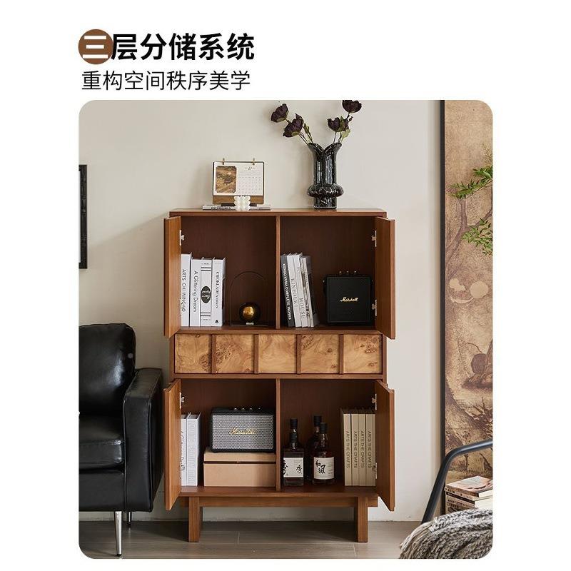 中古柚木收色-尾复古客沙发边柜玄厅关纳储物柜卧室靠墙一体床斗