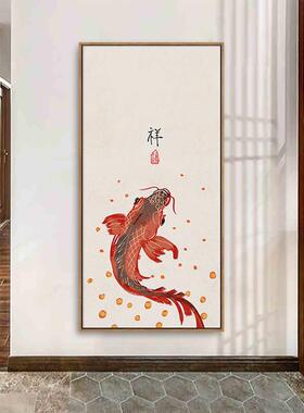 画中国竖风玄关装饰画版道客厅壁画QZ202011新中式壁走廊过挂画