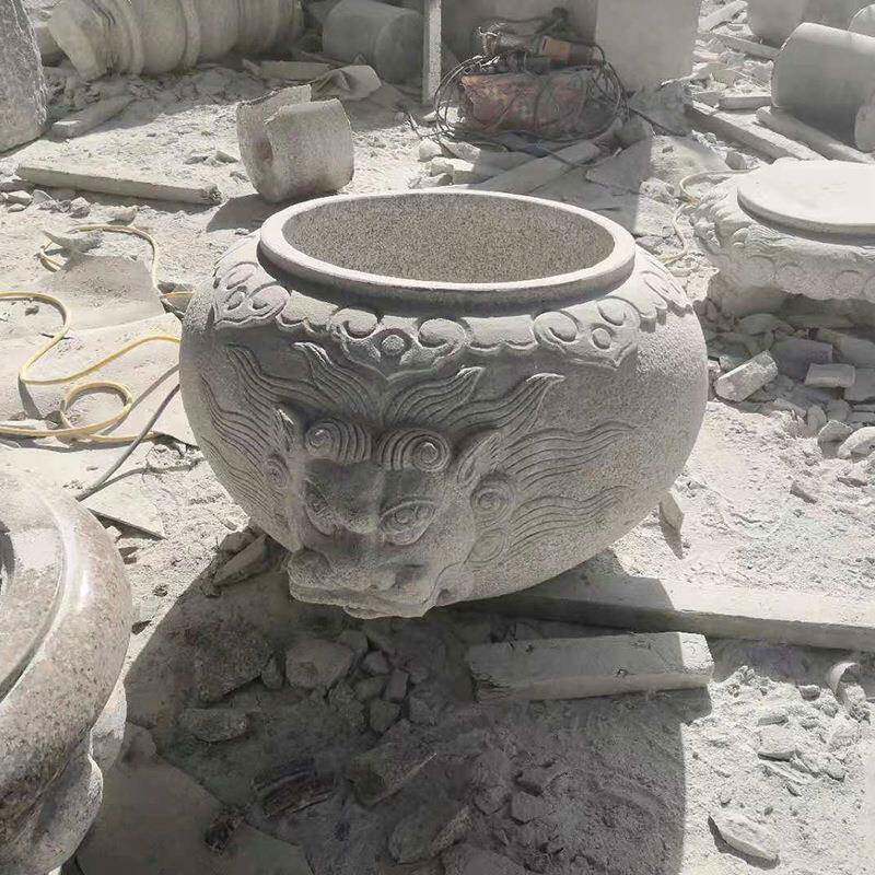 厂直家销古花石雕仿花盆鱼缸小区庭院岗岩花钵摆件中式JMN园林花