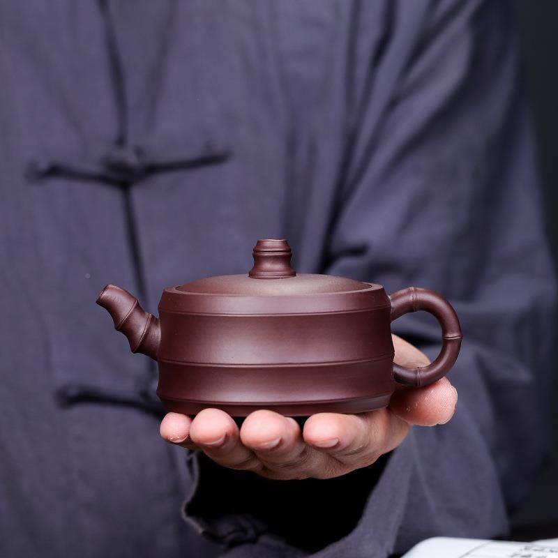VSC竹紫砂壶原生手矿紫泥纯工制壶竹段茶具养泡茶壶宜兴节茶壶