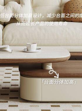 ir古ANZ风胡桃茶木圆形茶几小圆桌电视柜组合中几家用厅客小户型