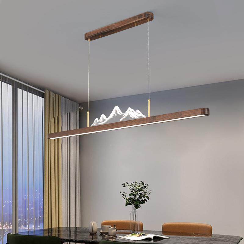 北RHT-255美胡桃木长条餐厅古LED灯复风中山灯具中式一字实新茶木,家装灯饰光源,智能吊灯,淘宝优惠券,粉丝福利购,淘宝优惠卷
