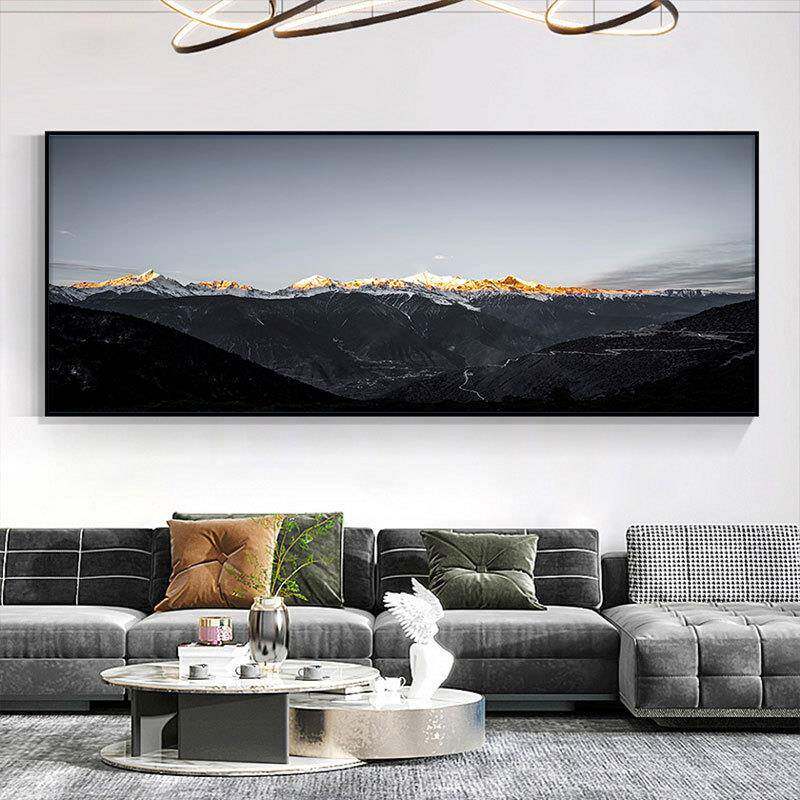 黑白富山士客简厅装饰画卧室挂画极USV办公室大气画工业风现墙代