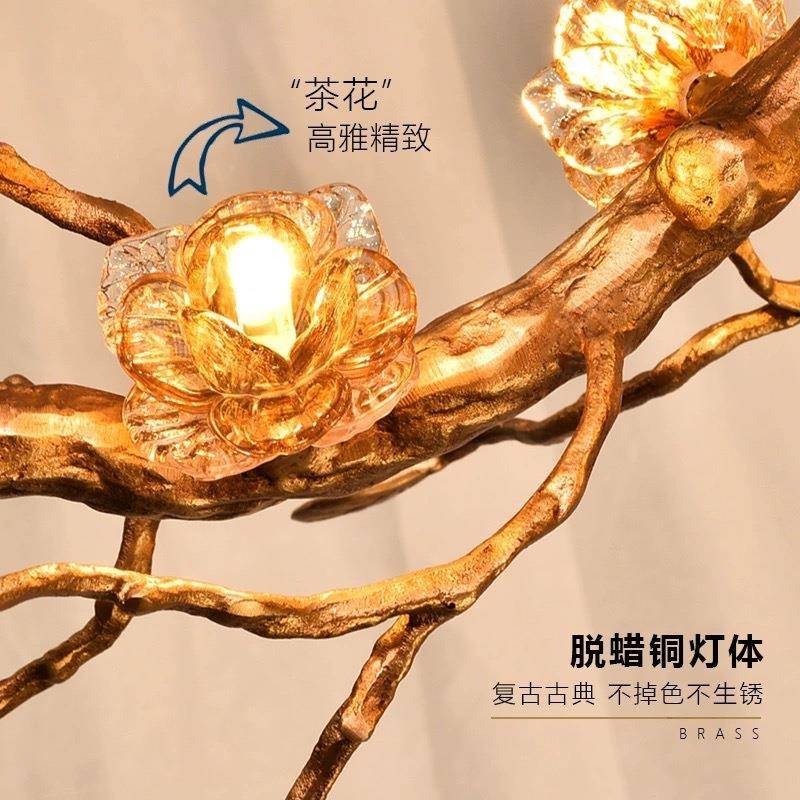 RBS朵吊灯个性创意新中式客厅餐厅花灯茶枝几灯轻奢全铜术吊灯艺