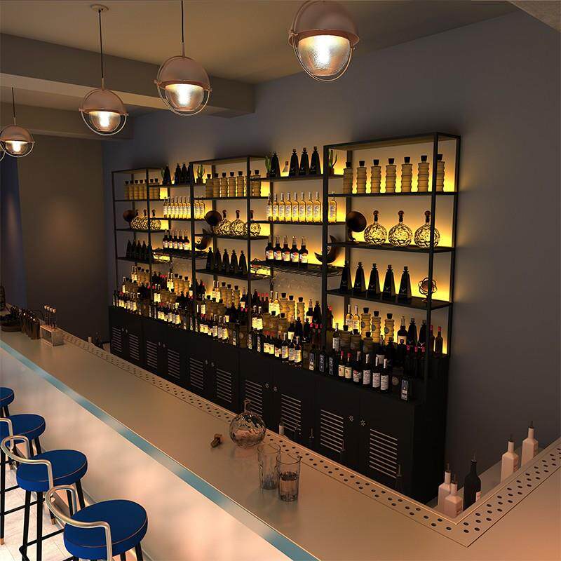 约吧台靠墙柜创意餐厅商用展酒示架铁OIT艺物简现代红酒架壁挂置