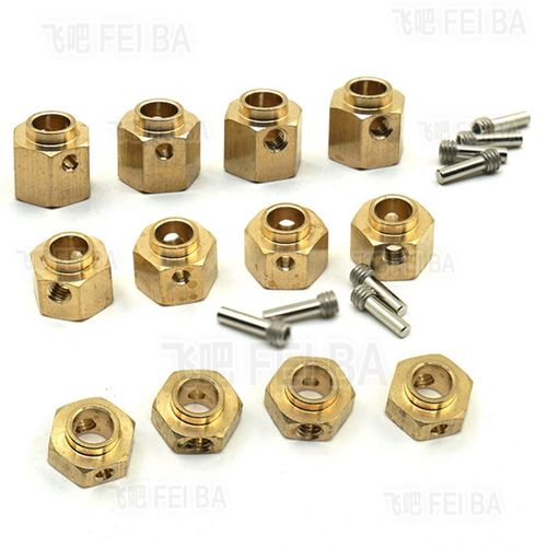 TRX4 TRX6 T4黄铜配重加长结合器仿真攀爬车升级配件12mm六角轮座