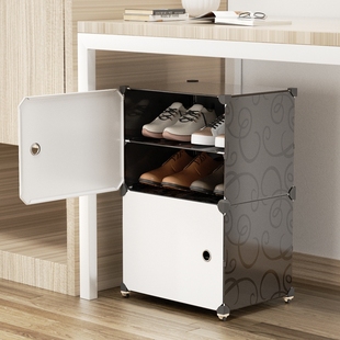 柜 落地分层鞋 宿舍鞋 架桌下小型迷你可移动带轮简易防尘带柜门新款