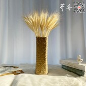 天然麦穗干花摆件草编花瓶花篮真花束礼品大麦子客厅竹编装 饰花卉