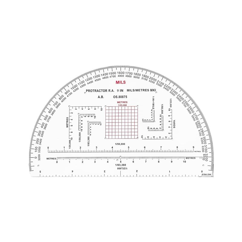 内置刻度英寸军事量角器 MP-1 军事指挥测绘尺 1.2mm指挥作业尺