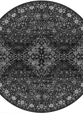 灰色民族圆形地毯波斯复古客厅沙发茶几垫吊篮转椅地垫梳妆台地毯