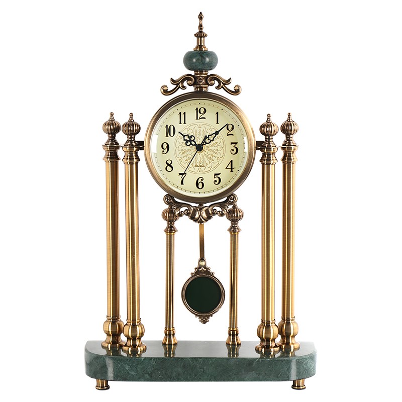 欧式座钟客厅创意宫廷复古摇摆金属台钟静音坐钟电视柜座钟HD9