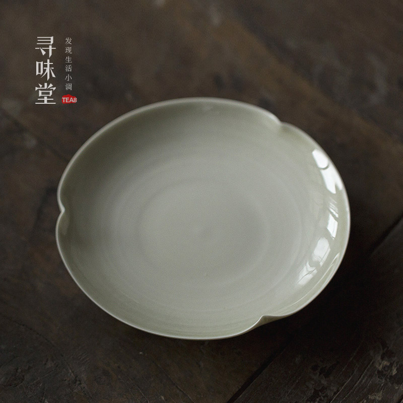 草木灰壶承茶点盘仿古青灰釉色壶托盖碗托小盘复古陶瓷家用茶具