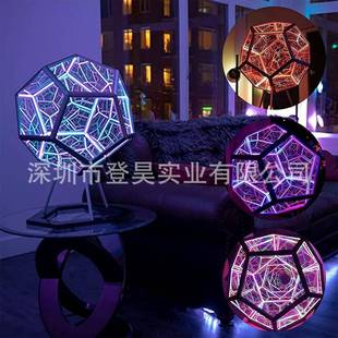 射频遥控366种效果2048像素酷炫无限十二面体小夜灯彩色体艺术灯