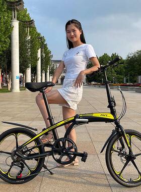 厂家JINT20寸折叠自行车铝合金超轻便携成人款变速免安装单车
