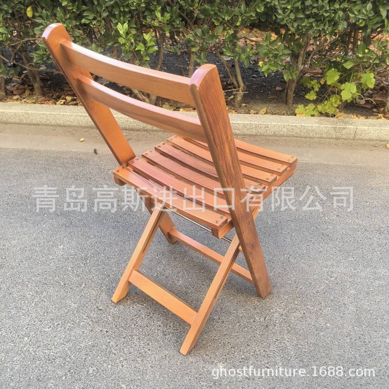 出口欧式户外木制花园折叠椅子美式便携实木可折叠餐椅休闲椅凳子
