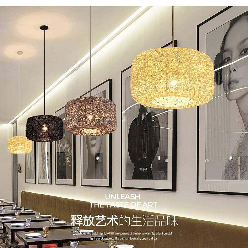中风式厅吧台餐灯工业灯新具简约艺术089田园藤艺灯鸟巢吊灯阳台,家装灯饰光源,智能吊灯,淘宝优惠券,粉丝福利购,淘宝优惠卷