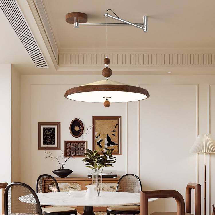 中古风餐厅吊灯胡桃木色飞碟餐桌饭厅灯诧寂风复古飞盘摇臂吧台灯,玩具/童车/益智/积木/模型,垂直悬浮玩具,淘宝优惠券,粉丝福利购,淘宝优惠卷