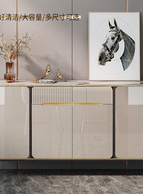 薄式岩板餐边柜现代简VAV约窄厨房置物柜意客厅轻玄奢关储物款柜