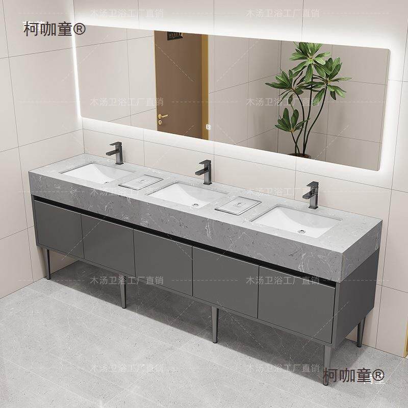 共989卫公生间民大理石双盆浴柜组合酒店宿商用落地室洗漱台洗麦