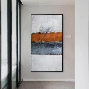 雾痕画意极简抽象玄关装画大气竖版过道走式廊壁简约客UJV饰厅挂