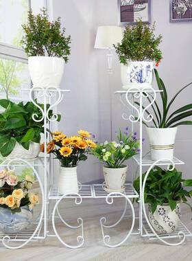 花子客厅落式新款地多层花架置物架阳台艺架多OZJ肉花铁盆托架置