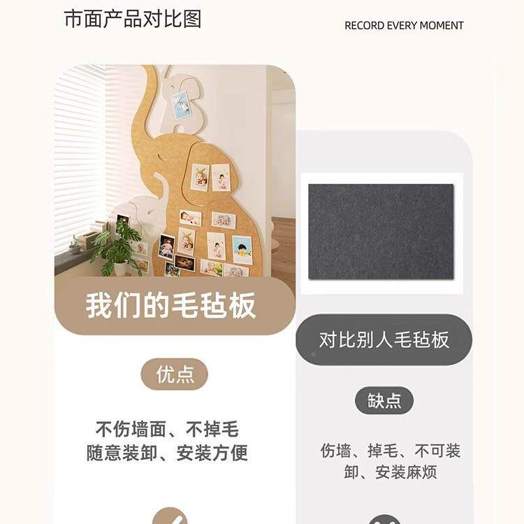 毡板墙软贴照片墙木墙板上装饰免打GVC孔不毛伤墙面装饰创意