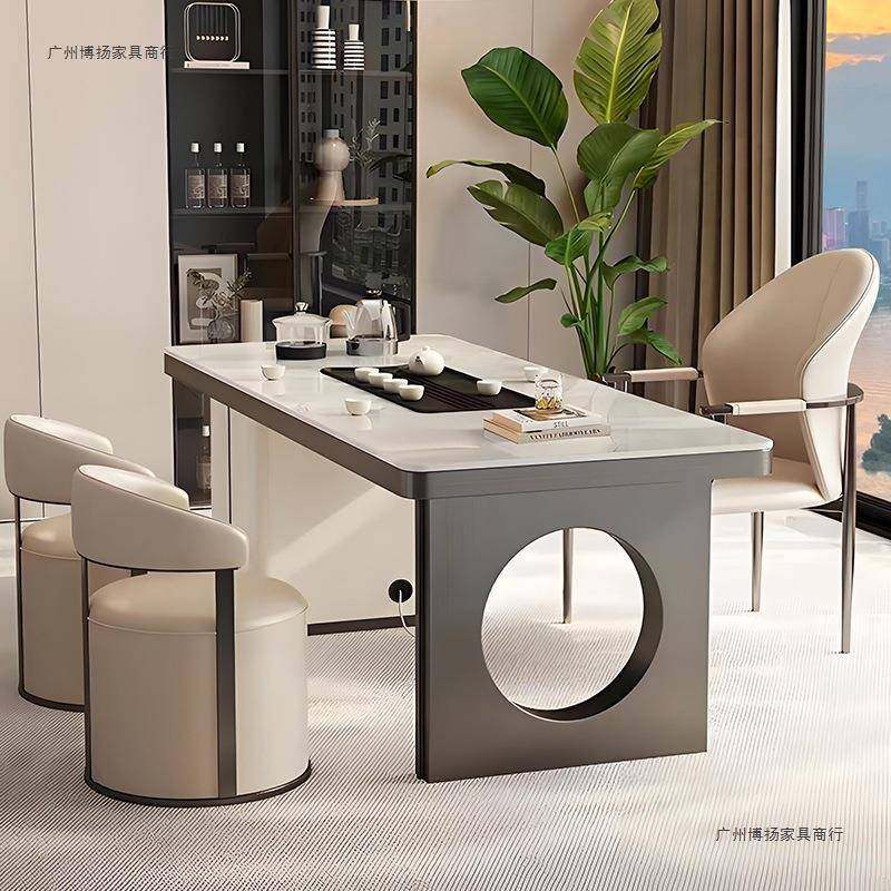 体厅轻奢岩板茶桌一一整套阳台茶约桌现代简客办公室泡茶台茶HQI