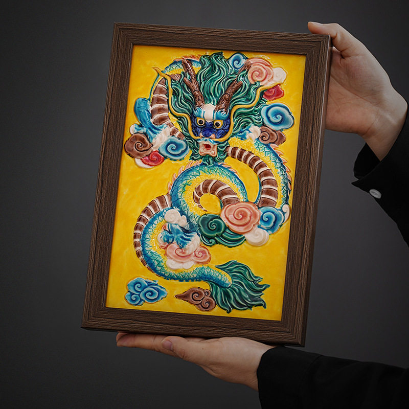 龙腾四海立体画陶瓷中式艺术品家居客厅玄关酒店高档装饰祥龙摆件