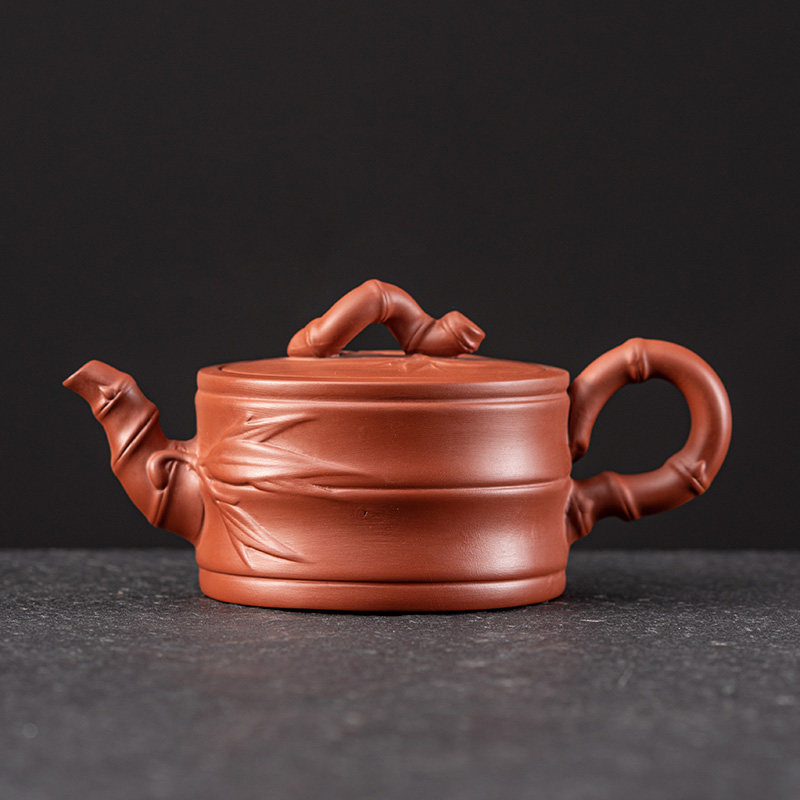紫砂茶壶原矿朱泥竹节壶功夫茶具家用泡茶壶单壶泡茶器茶道品茗壶
