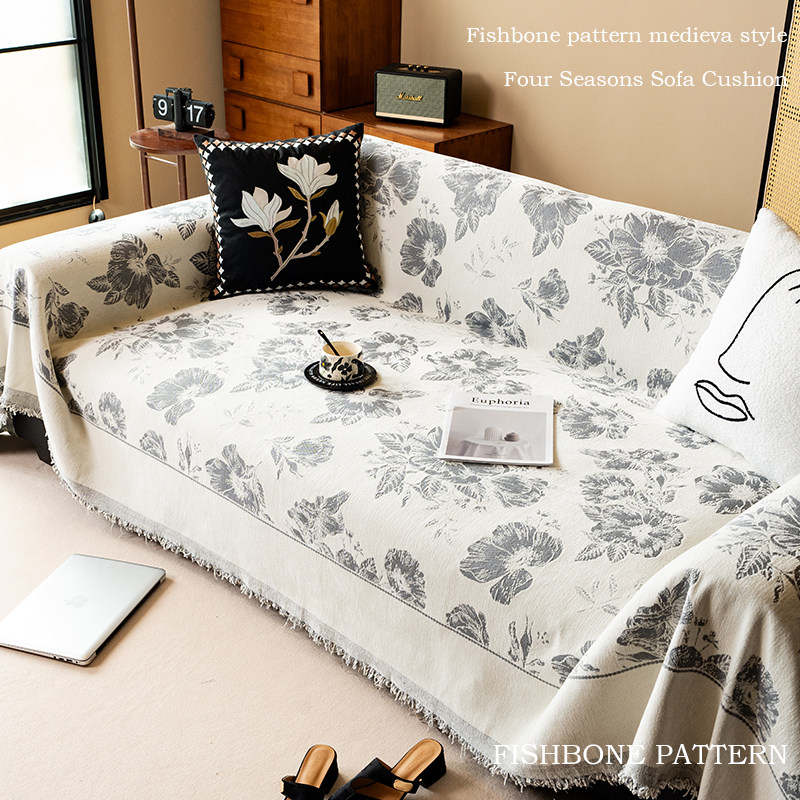 沙发巾沙发盖布中古风雪尼尔一片式全盖沙发套罩毯四季通用沙发垫