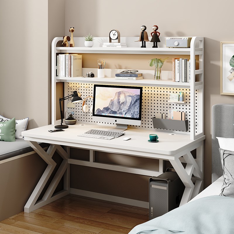 台式电脑桌书桌书架一体桌家用办公桌卧室洞洞板学生学习写字桌子